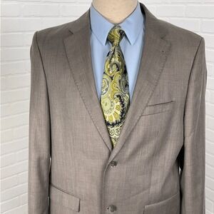 Zingora Blazer Mens 44R Taupe Super 150's Italy Classic Quiet Luxury Tailor Wool